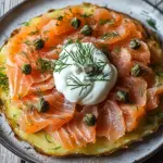 Knusprige Kartoffelgalette mit R&auml;ucherlachs und Cr&egrave;me Fra&icirc;che