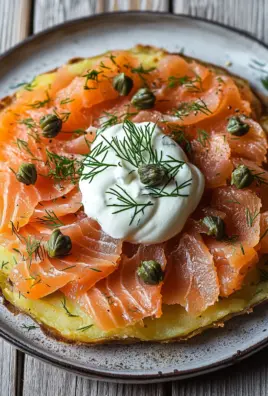 Knusprige Kartoffelgalette mit Räucherlachs und Crème Fraîche 29 Knusprige Kartoffelgalette mit Räucherlachs und Crème Fraîche