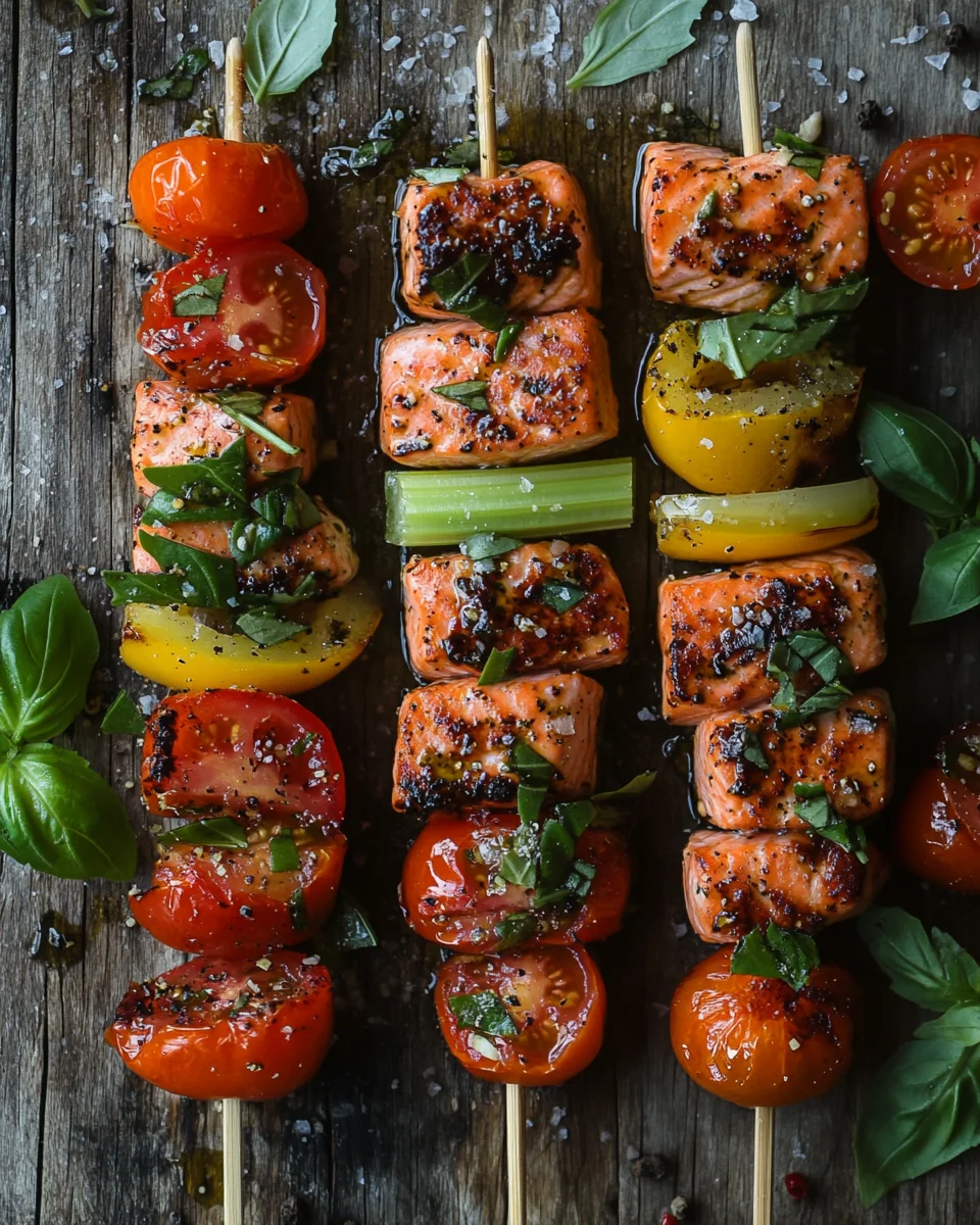 Lachs-Spieße mit Gemüse 20 Lachs-Spieße