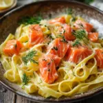 Lachs-Tagliatelle mit cremiger Zitronenso&szlig;e