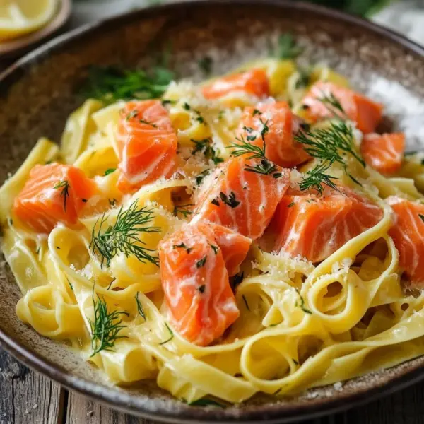 Lachs-Tagliatelle mit cremiger Zitronensoße