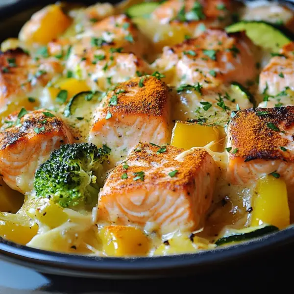 Lachsauflauf mit Gemüse