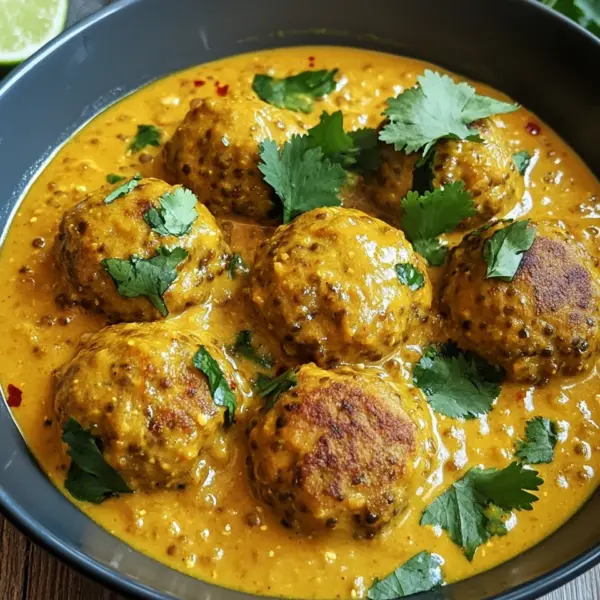 Linsenbällchen in Currysauce