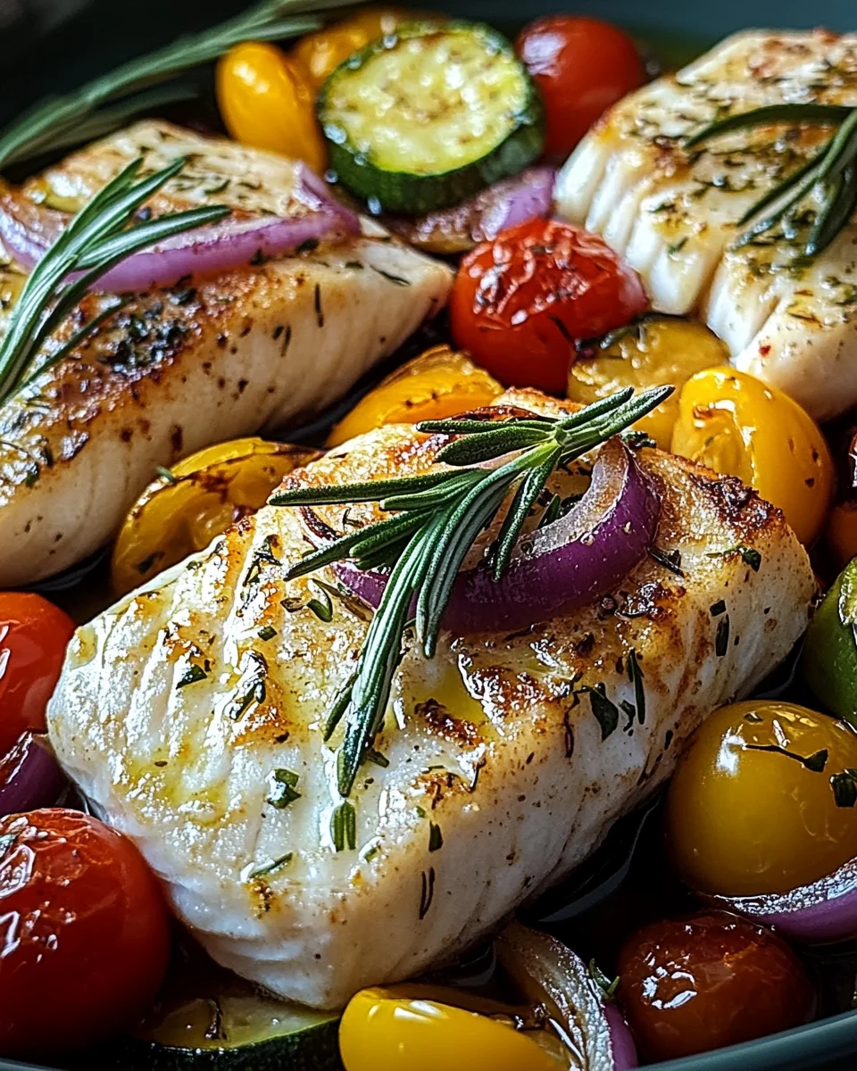 Mediterran Gebackene Fischfilets mit Gemüse 20 Mediterran