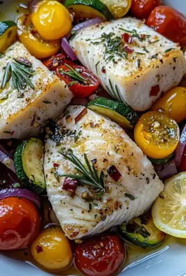 Mediterran Gebackene Fischfilets mit Gemüse