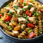 Nudel-H&auml;hnchensalat mit Fr&uuml;hlingszwiebeln