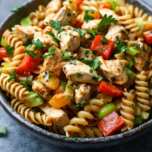 Nudel-Hähnchensalat mit Frühlingszwiebeln