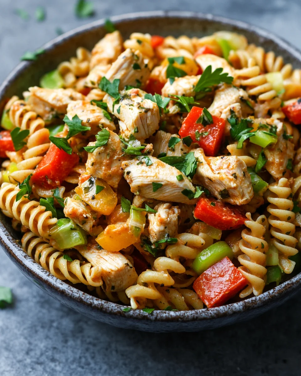 Nudel-Hähnchensalat mit Frühlingszwiebeln