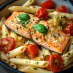 Ofen-Lachs-Pasta mit Tomaten