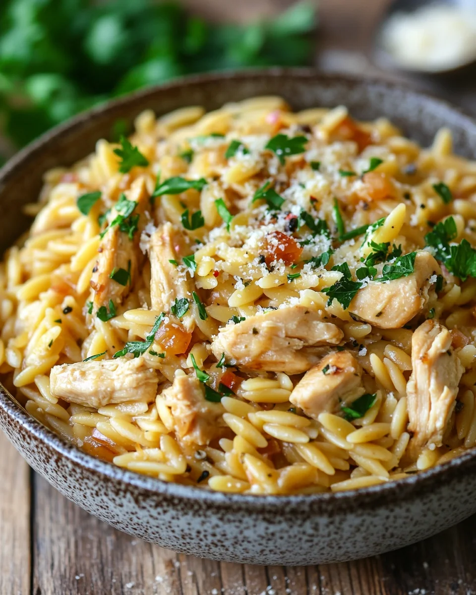 One Pot Orzo Pasta mit Hähnchen 23 One Pot Orzo Pasta mit Hähnchen