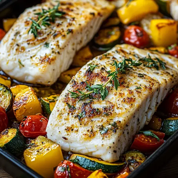 Rezept für mediterran gebackene Fischfilets mit Gemüse