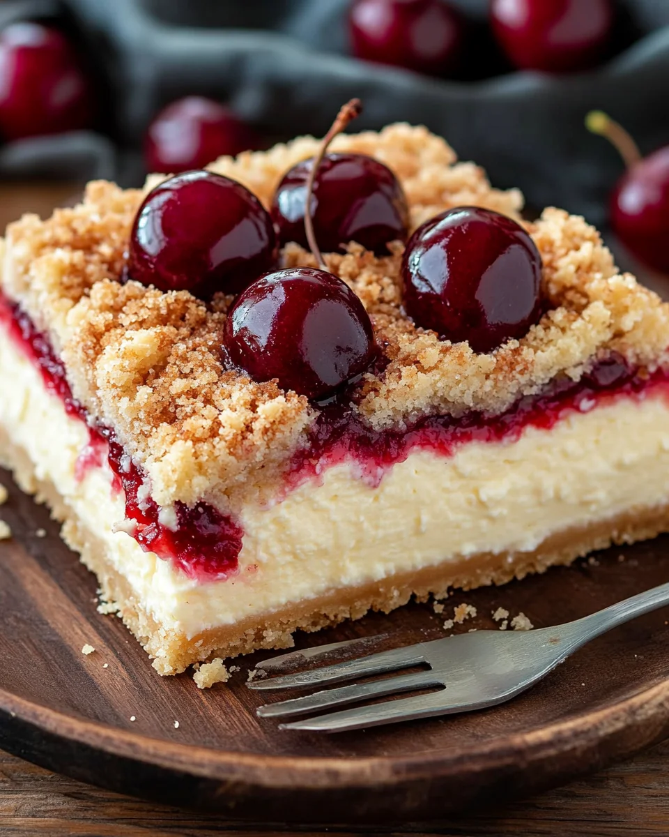 Saftiger Käsekuchen mit Kirschen und Streuseln 19 Saftiger