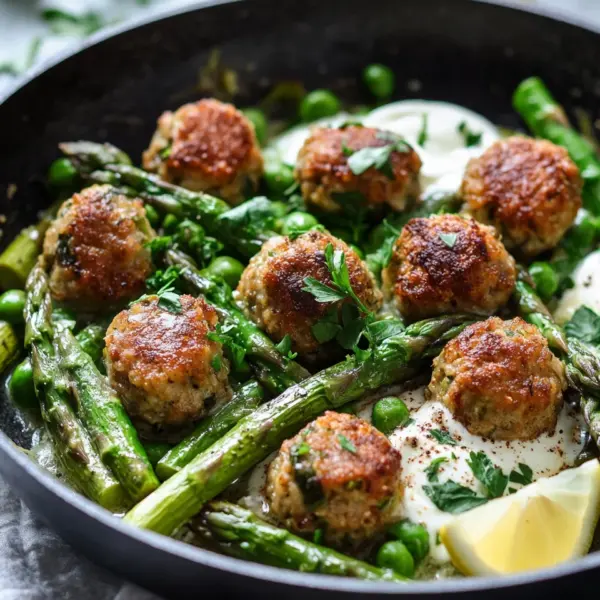 Spargelpfanne mit Frikadellen