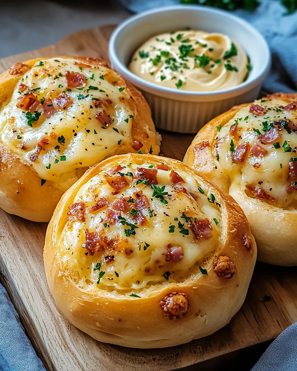 Speck & Käse Brötchen mit Knoblauchbutter