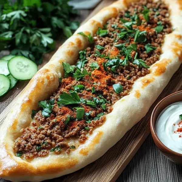 Türkische Pide mit Hackfleisch