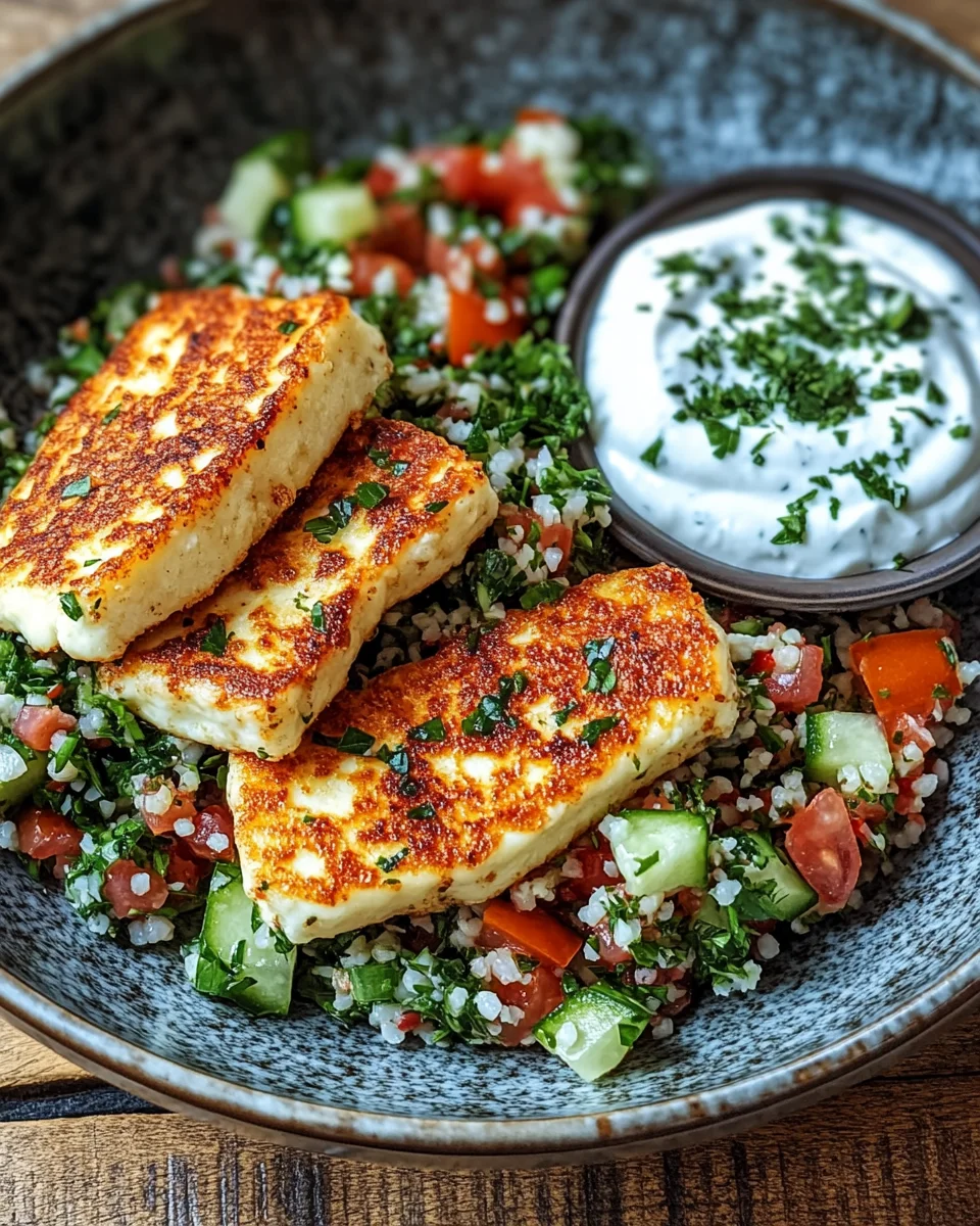 Würziger Halloumi mit Tabbouleh und Minzjoghurt 23 Würziger Halloumi mit Tabbouleh und Minzjoghurt