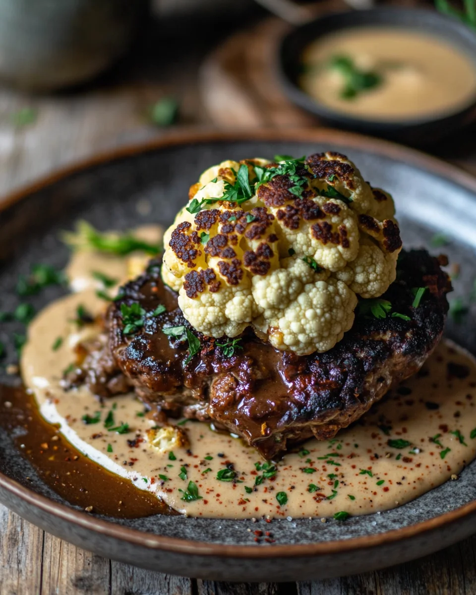 Blumenkohlsteak mit Pfefferrahmsauce 20 Blumenkohlsteak
