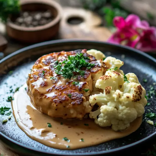 Blumenkohlsteak mit Pfefferrahmsauce