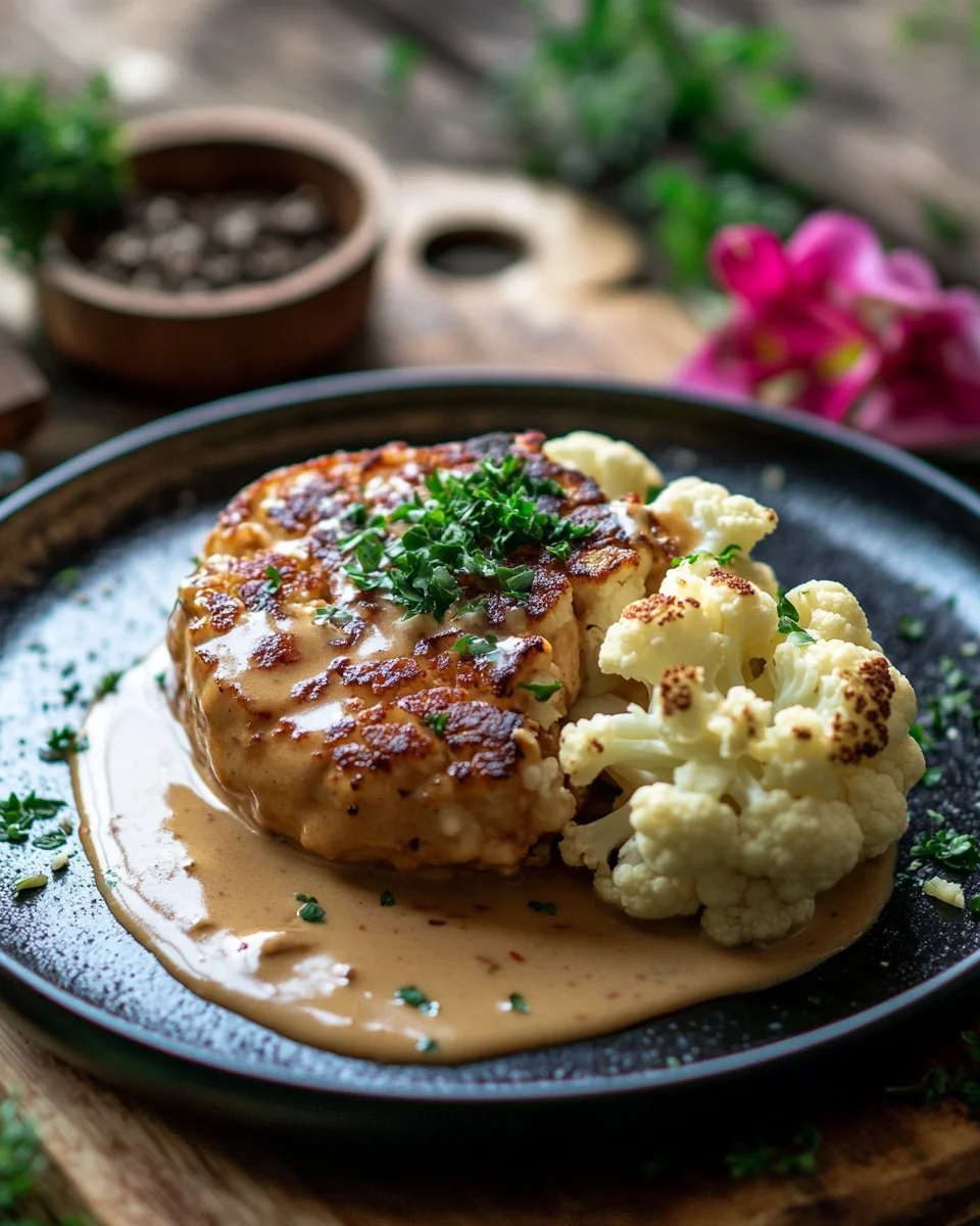 Blumenkohlsteak mit Pfefferrahmsauce