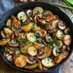 Champignon-Kartoffel-Pfanne mit Fr&uuml;hlingszwiebeln