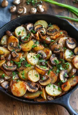 Champignon-Kartoffel-Pfanne mit Frühlingszwiebeln