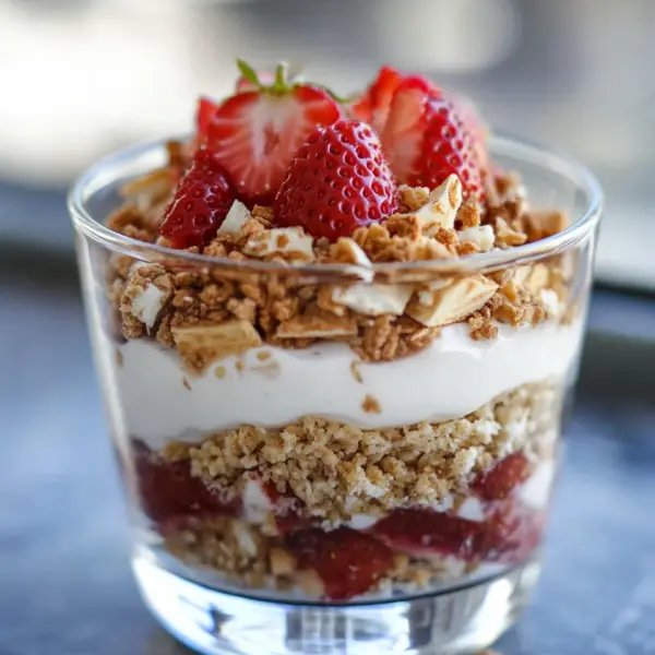 Erdbeer-Dessert im Glas mit Joghurt