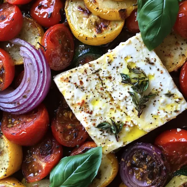 Gebackener Feta auf mediterranem Gemüse (Low Carb)