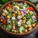 Gurkensalat mit Feta und Kichererbsen