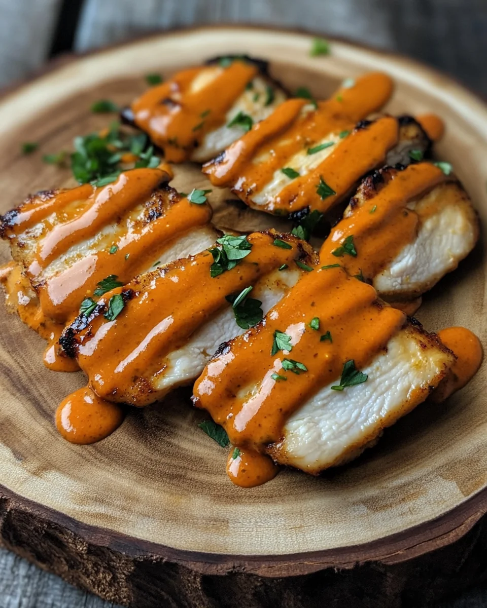 Hähnchenfilets mit einer Ajvar-Schmandsauce 19 Hähnchenfilets