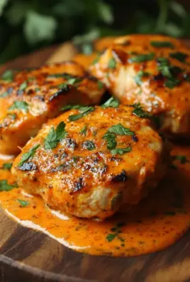 Hähnchenfilets mit einer Ajvar-Schmandsauce