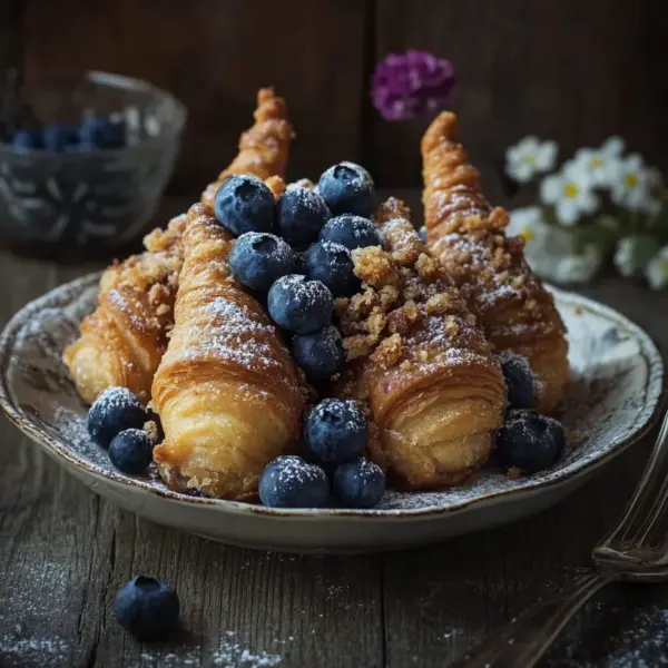 Kartoffelhörnchen mit Blaubeeren & Streuseln