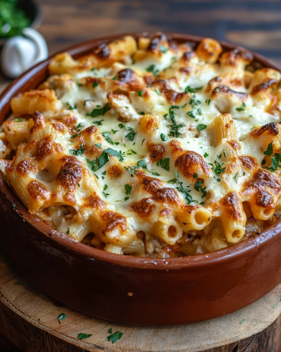 Knuspriger Nudel-Hähnchen-Auflauf mit Knoblauch und Parmesan 18 Knuspriger