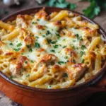 Knuspriger Nudel-H&auml;hnchen-Auflauf mit Knoblauch und Parmesan