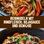 Reisnudeln mit Rindfleisch, Sojasauce und Gemüse 17 Pinterest Hidden Image