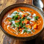 Rote Linsensuppe mit S&uuml;&szlig;kartoffeln