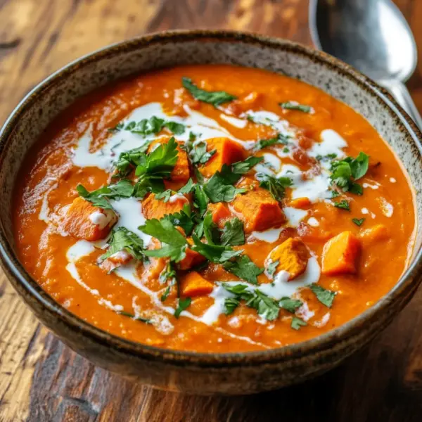 Rote Linsensuppe mit Süßkartoffeln
