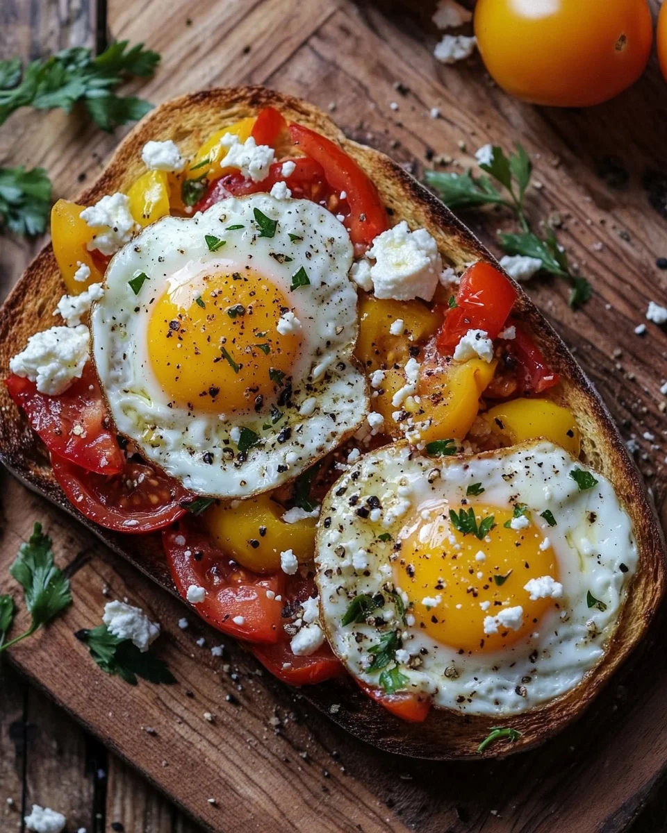 Shakshouka-Toast mit Feta-Spiegeleiern